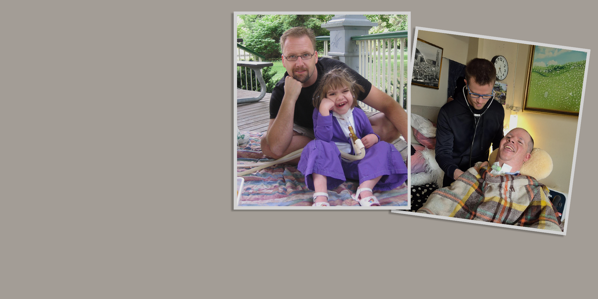 two photos of patients with trachestomys