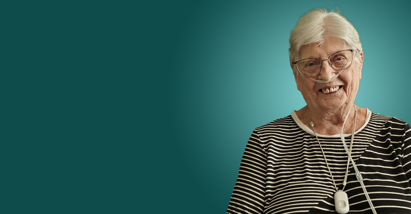 Senior woman wearing oxygen