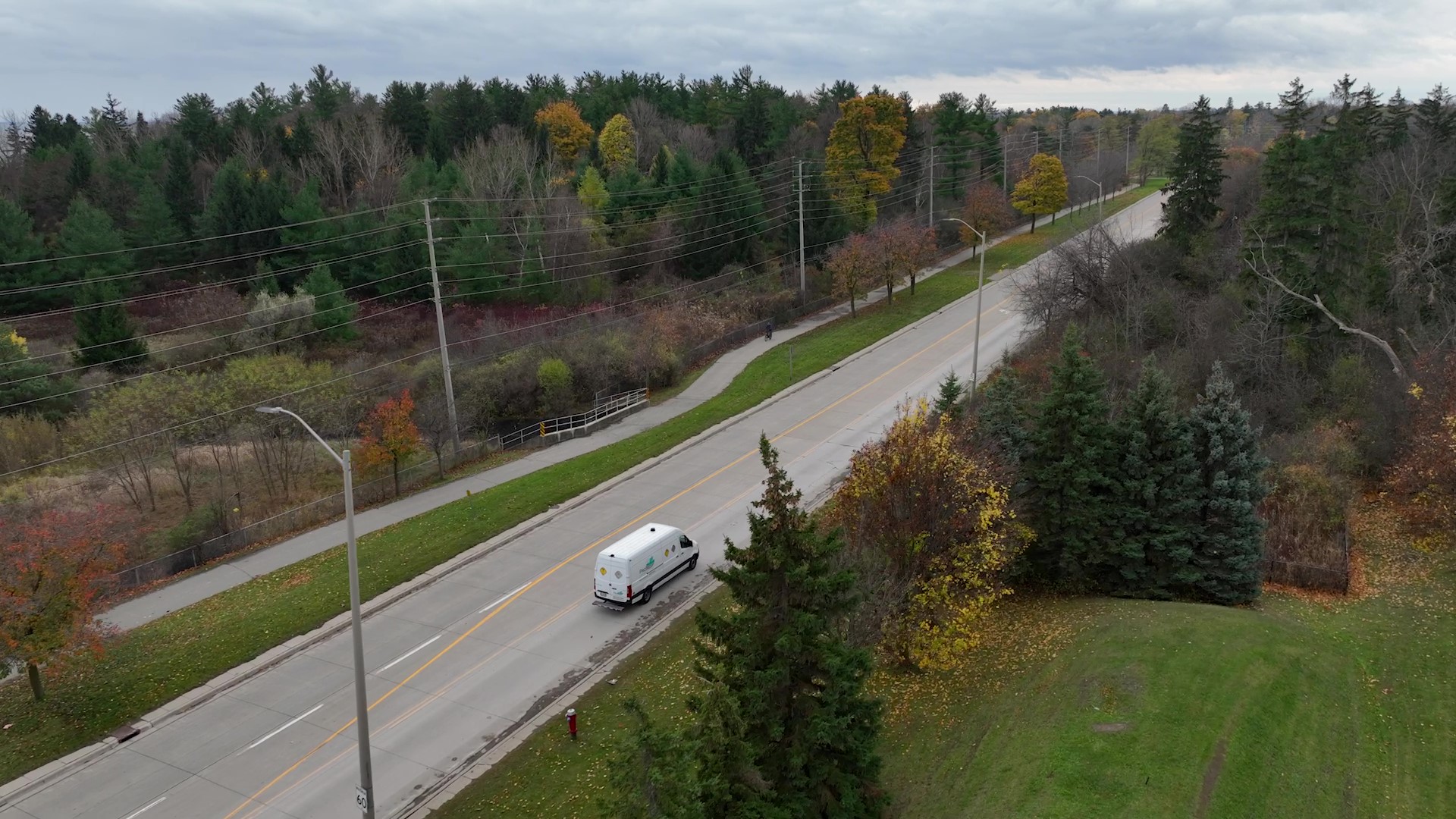 ProResp Sprinter Van on a road view from the sky