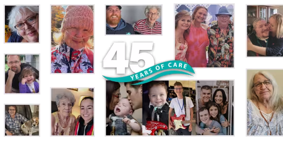 Photos of people helped by ProResp with 45 years of care logo